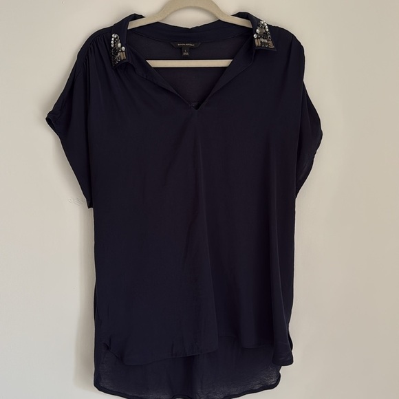 Banana Republic Tops - Banana Republic Embellished Knit to Woven Blouse